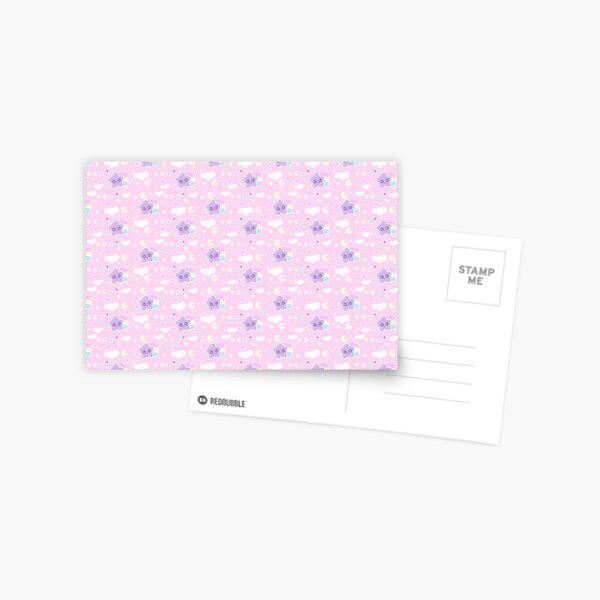 Magical sky shooting star cuties - pastel pink Postcard