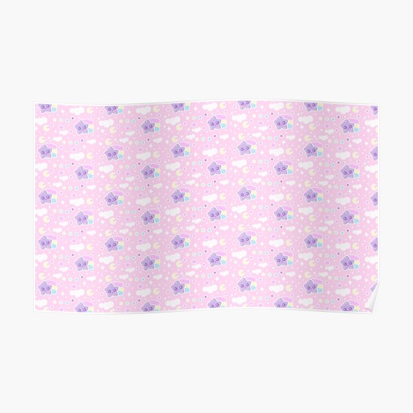 Magical sky shooting star cuties - pastel pink Poster