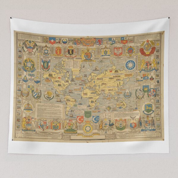 Item preview, Vintage United Nations / Atlantic Charter map of the world designed and sold by PetsArt.