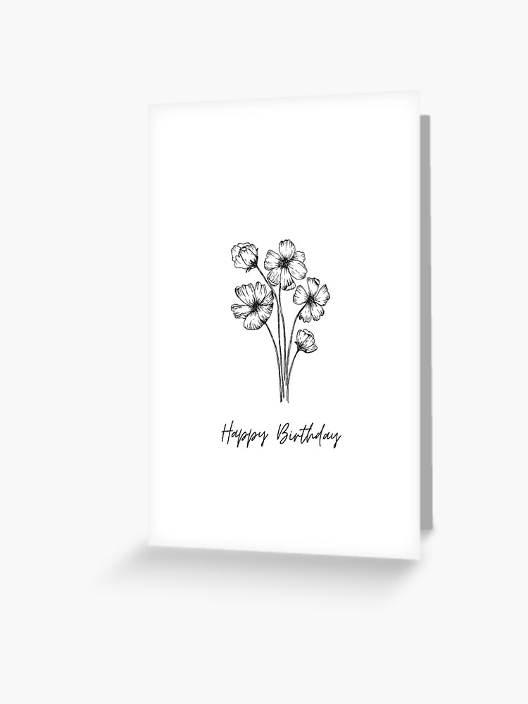 Happy Birthday Flowers Greeting Card (6 Pack)