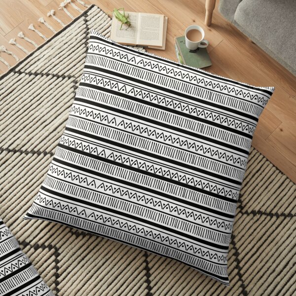 Pieuvre rose sur b & w. Coussin de sol