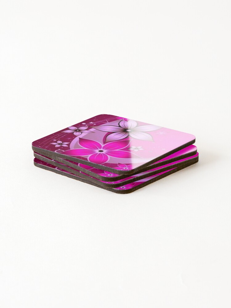 Thumbnail 4 of 5, Coasters (Set of 4), Pink Flower Petals designed and sold by ReesDesigns.