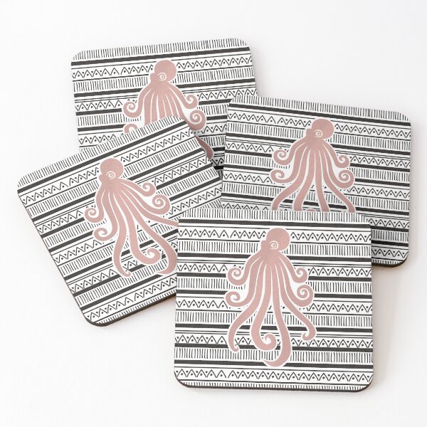 Item preview, Pink Octopus on b&w. designed and sold by Amilia Korre.