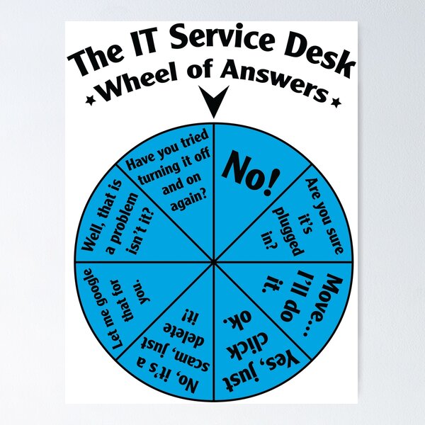 Artikel-Vorschau von Das IT-Servicedesk-Rad der Antworten., designt und verkauft von OffensiveFun.