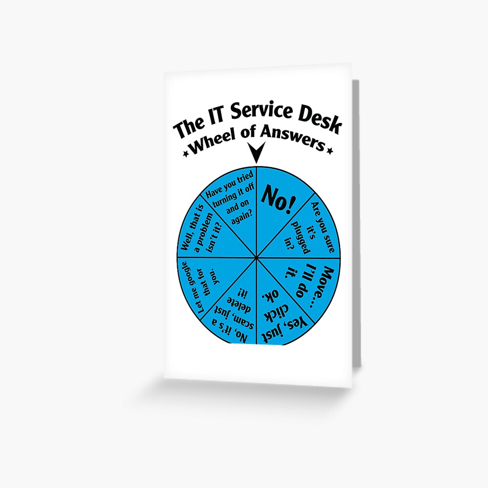 The IT Service Desk Wheel of Answers. Greeting Card