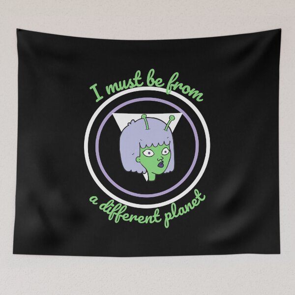 Item preview, I Must Be From a Different Planet | Green & Purple Alien  designed and sold by Black11Flamingo.