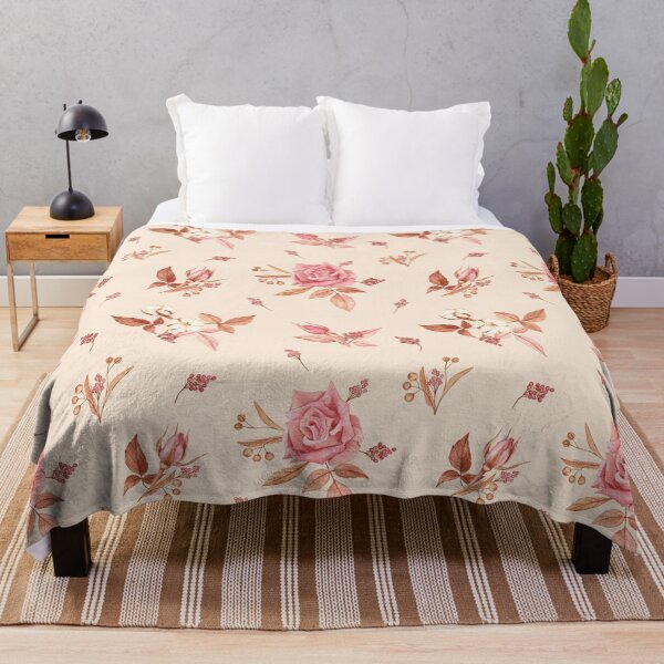 Item preview, Roses and cotton on light beige designed and sold by Flowersforbear.