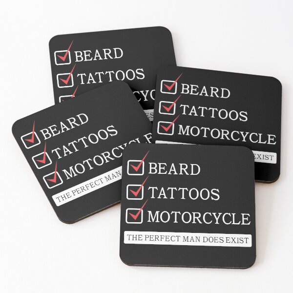 Item preview, beard tattoos motorcycle- the perfect man does exist designed and sold by baingraphics.