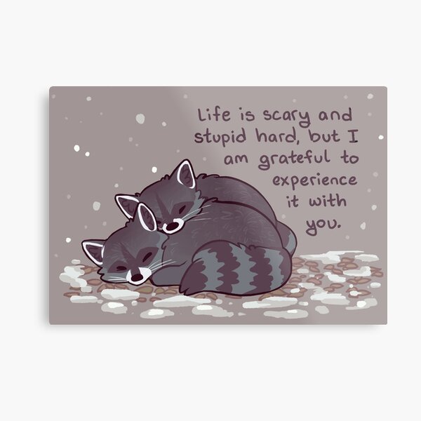 Item preview, "I Am Grateful to Experience it With You" Snuggly Raccoons designed and sold by thelatestkate.