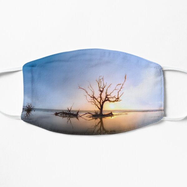 Driftwood Reflection Along the Waters Edge on Jekyll Island Beach Flat Mask