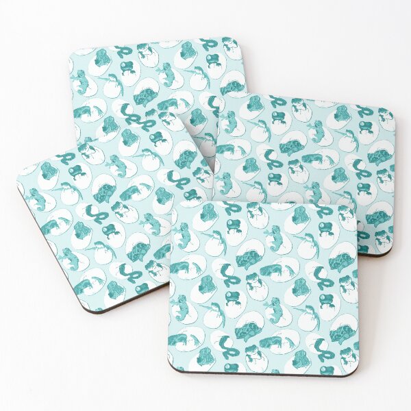 Item preview, Ditsy Polka Lizards and snake in eggs - Toile and pale blue designed and sold by Eejee-SK.