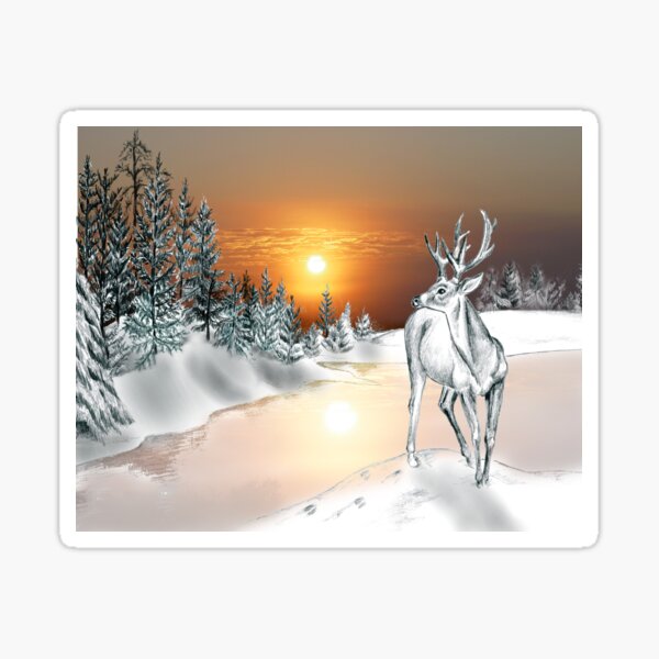 Sunrise on the Frozen Lake Sticker