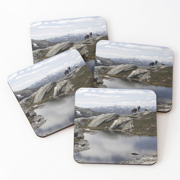 Item preview, A Group of Hikers Atop the Norwegian Mountains designed and sold by AWomanAfoot.