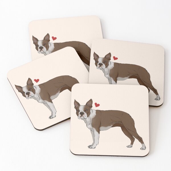 Item preview, Brown Boston terrier - cream background  designed and sold by Petcetera.