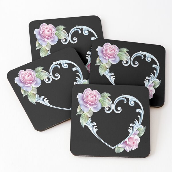 Item preview, Floral Love Heart on Black designed and sold by ReesDesigns.