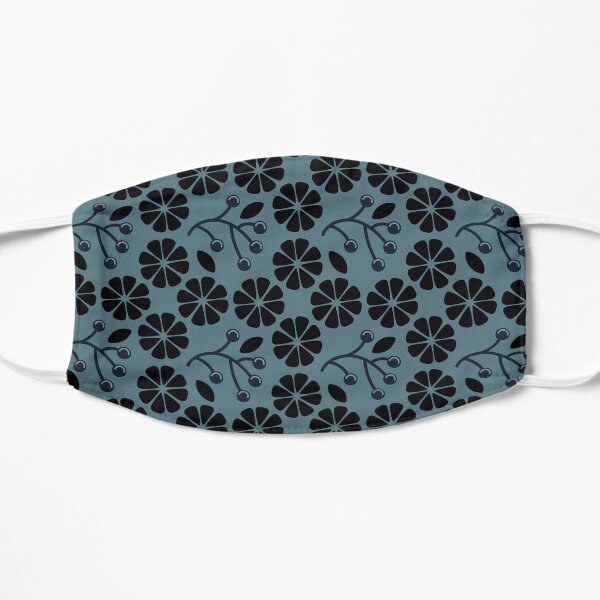 Single Blues Circle wheel floral repeat Flat Mask