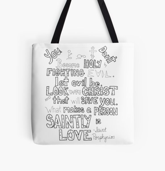 Words of St Porphyrios All Over Print Tote Bag