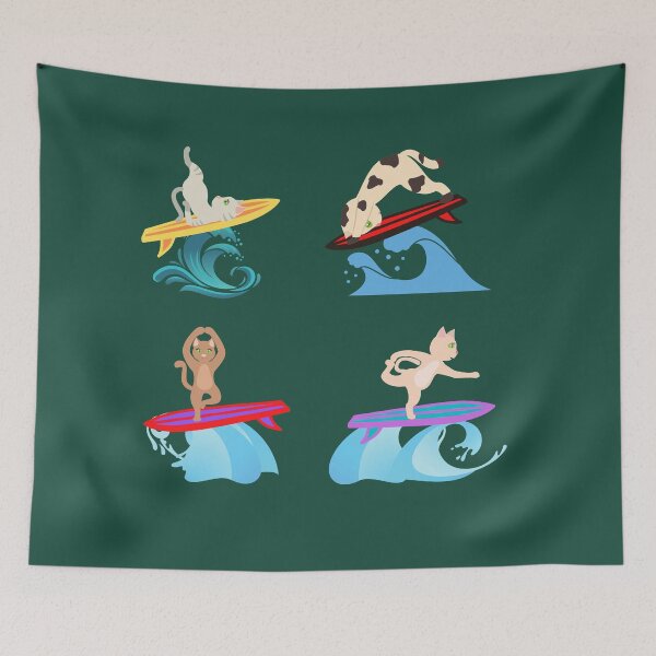Item preview, Smiling Surfing Yoga Cats | Bizarre Surfers Pack 12 designed and sold by SerendipityNow.