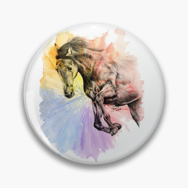 Artikelvorschau, Cooles buntes galoppierendes Pferd in Graphit und Aquarell entworfen und verkauft von GJ Art Studios.