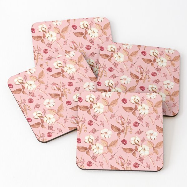 Item preview, Cotton, rosebuds and cherries on pink designed and sold by Flowersforbear.