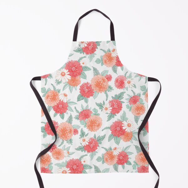 Item preview, Coral & Peach Watercolor Dahlias & Daisies Floral Botanical Pattern designed and sold by KearonAlexandra.