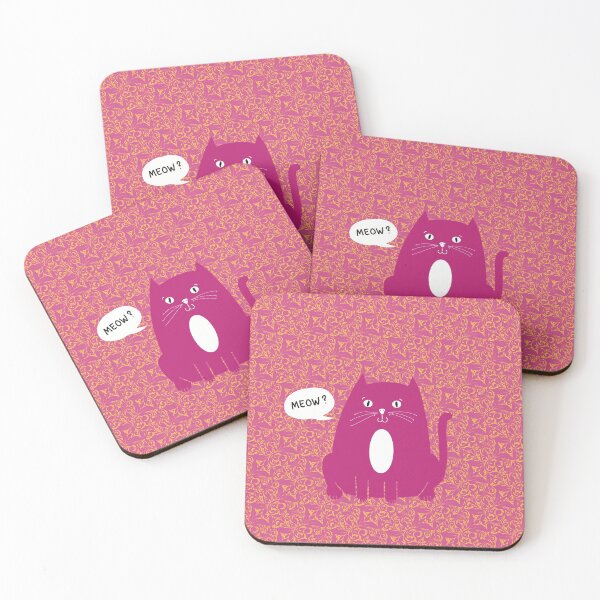 Item preview, The Fat cat on patterned background of a fitted facemask  designed and sold by marina63.
