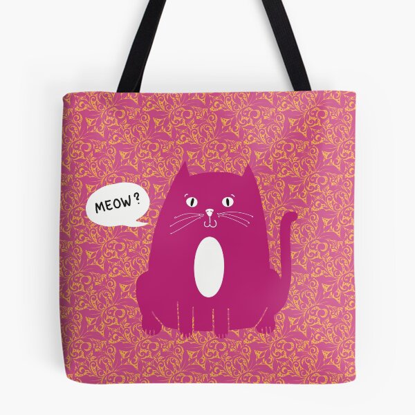 Item preview, The Fat cat on patterned background of a fitted facemask  designed and sold by marina63.