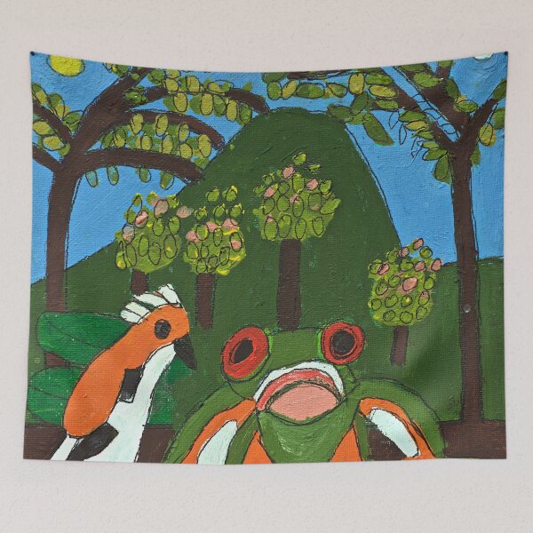 Item preview, Green Frog and Bird Zion Levy Stewart Original Art designed and sold by Zion Levy Stewart.