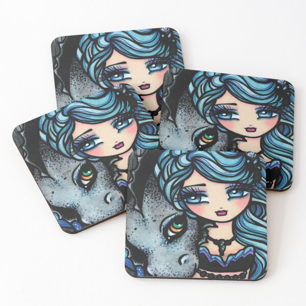 Item preview, Mermaid and Dragon Friend Blue Cool Tone Whimsical Art designed and sold by hannahlynnart.
