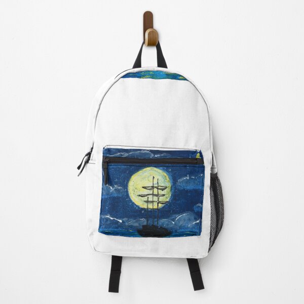 Item preview, a boat floating on a moon-lit ocean designed and sold by TheFourthMuse.