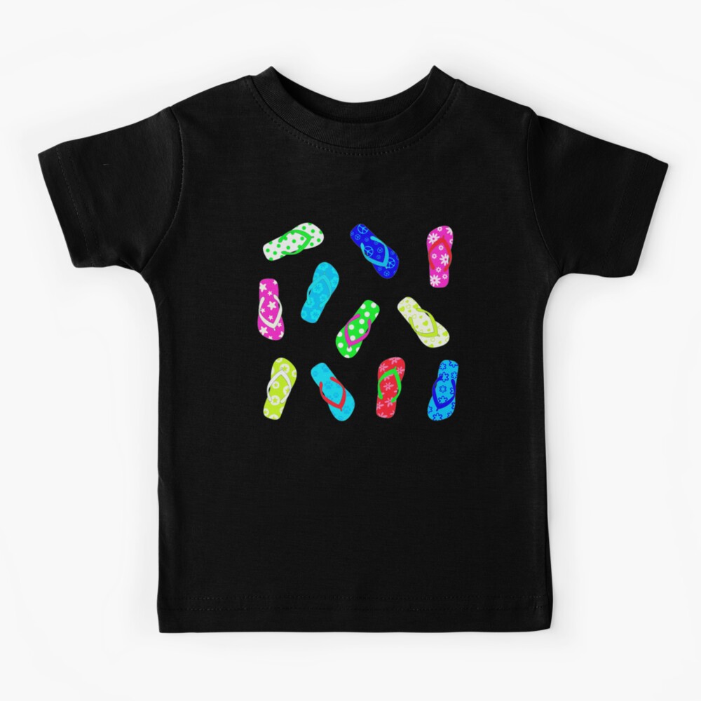 Flip Flop Pattern Colorful Black Kids T-Shirt