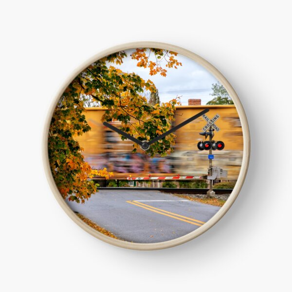 Train moving fast on the tracks Clock