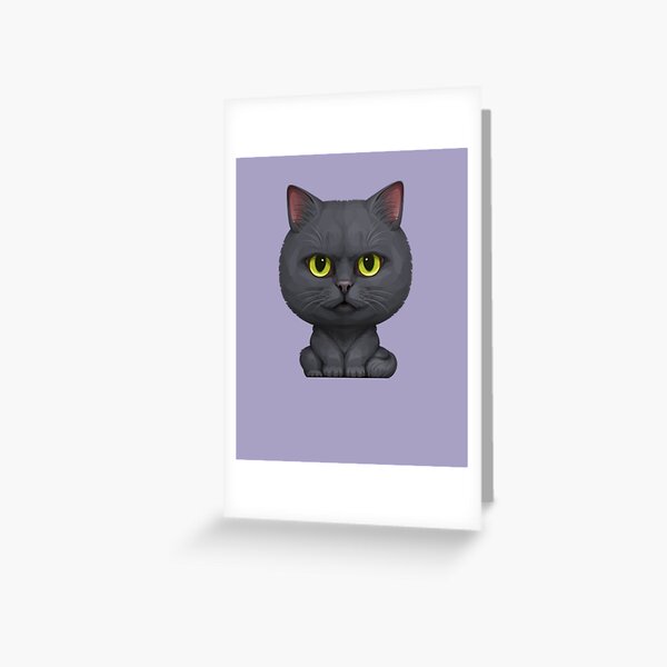 Black cute grumpy Cat  Greeting Card