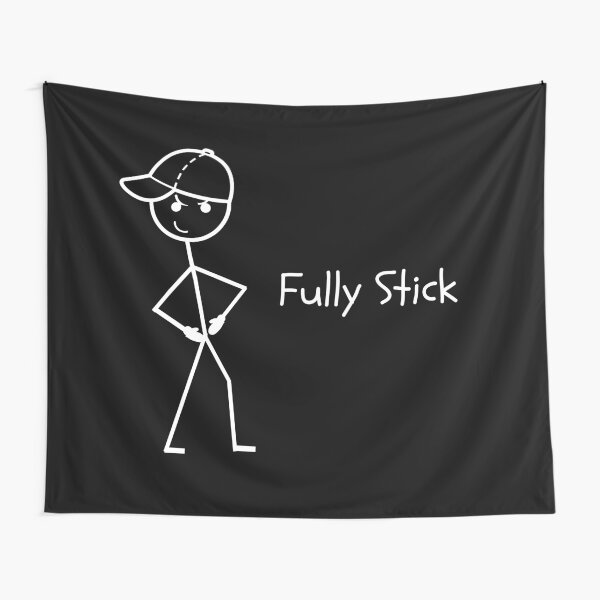 Meme Tapestry, Funny Simple Stickman with Cool Expression and Like