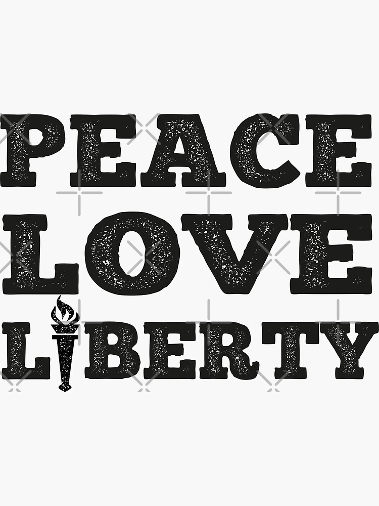 Peace Love Liberty Black Yellow Sticker For Sale By Libertarianst