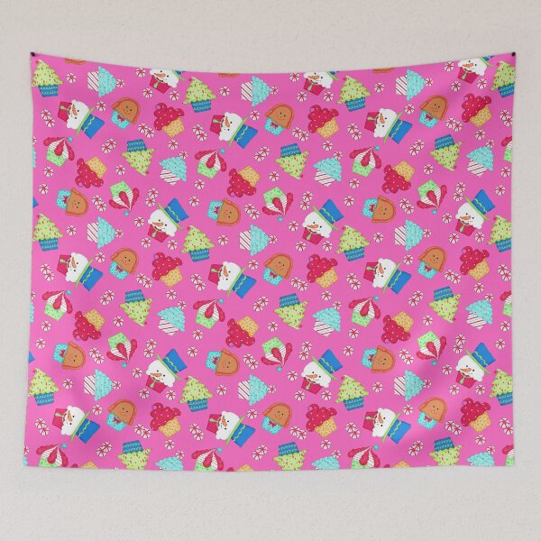 Item preview, Christmas Cupcakes and Peppermint on Bright Pink designed and sold by phyllisdobbs.