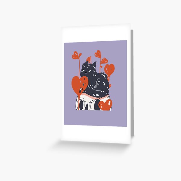 Angry cat surrounded by love Greeting Card
