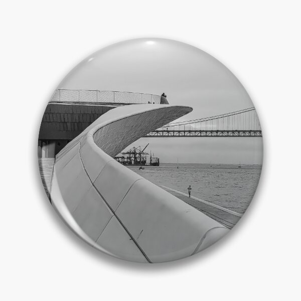 Item preview, MAAT Lisbon Museum of Art, Architecture and Technology River Tagus black and white photo designed and sold by am-mantilla2156.