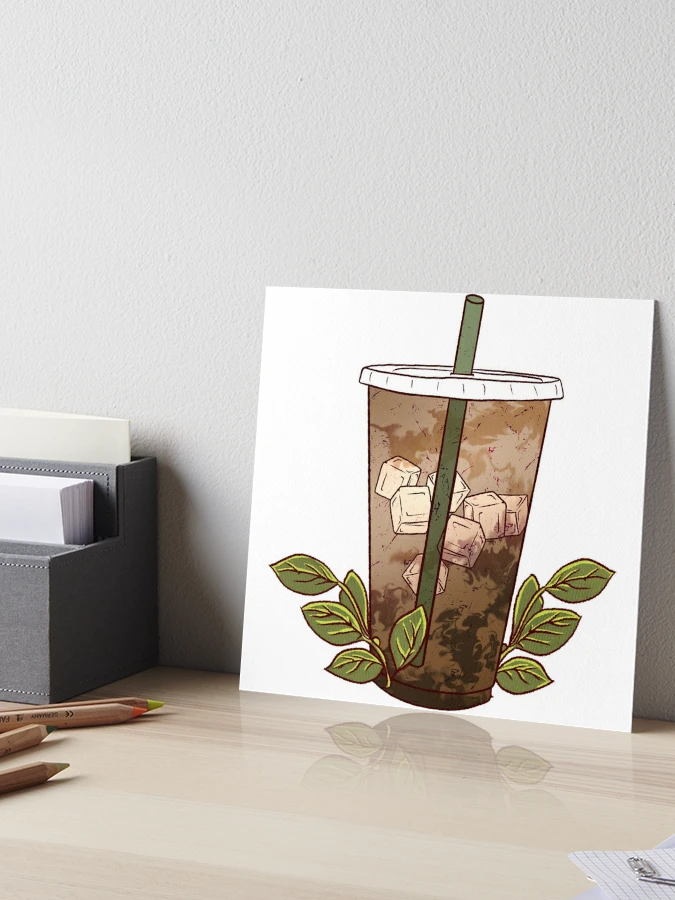 Kawaii Cute Iced Coffee For Coffee Lovers Art Board Print for Sale by  MariKatri