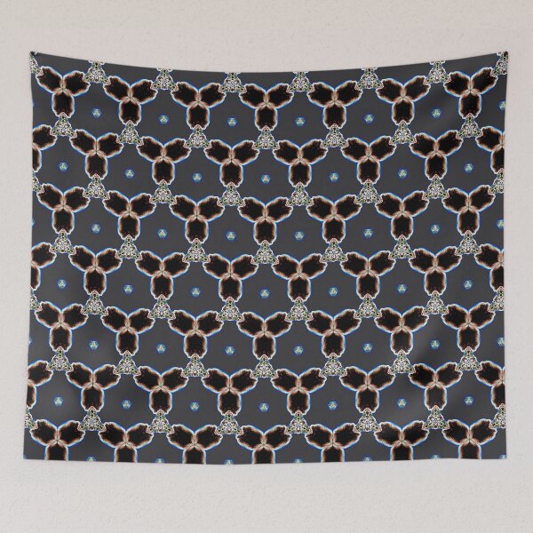 Item preview, MOUCHARABIEH 3 pattern oriental triangles petale psychedelic electric blue black brown  designed and sold by dragonemma.