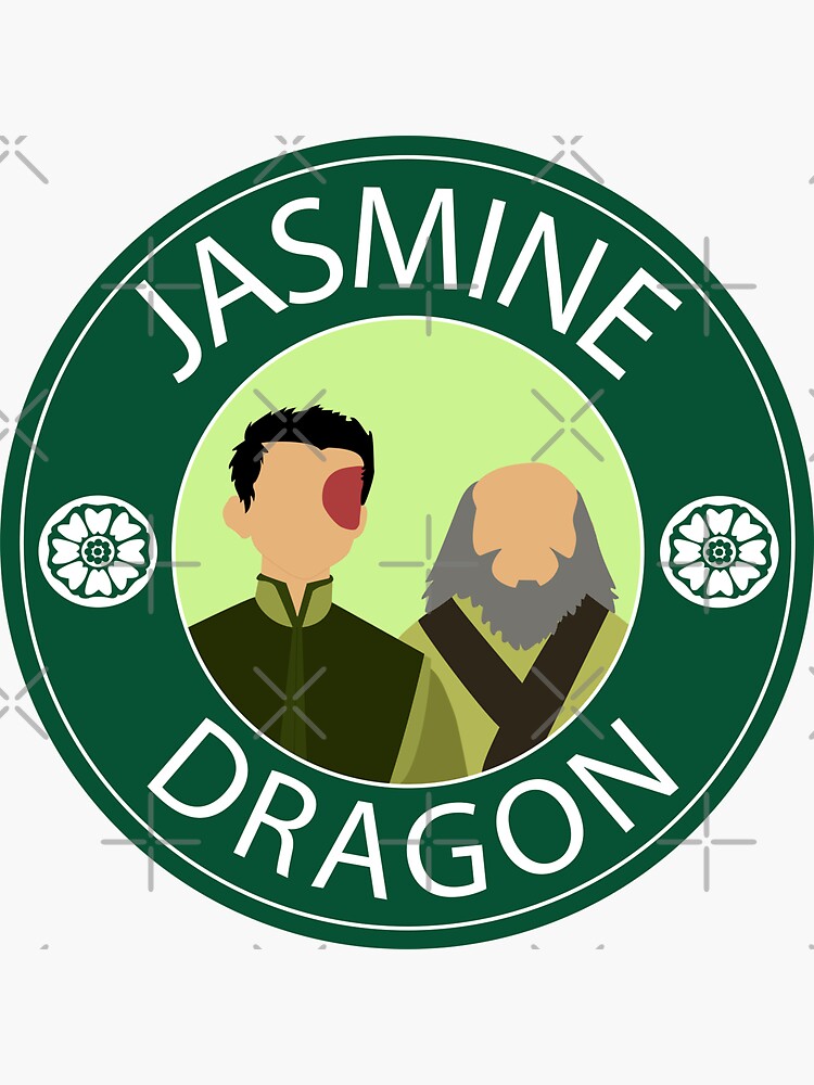 "Jasmine Dragon Zuko and Iroh Tea Shop (Center Mask Logo)" Sticker for