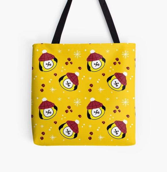 Yellow Puppy Chimmy Christmas Pattern BTS Jimin All Over Print Tote Bag
