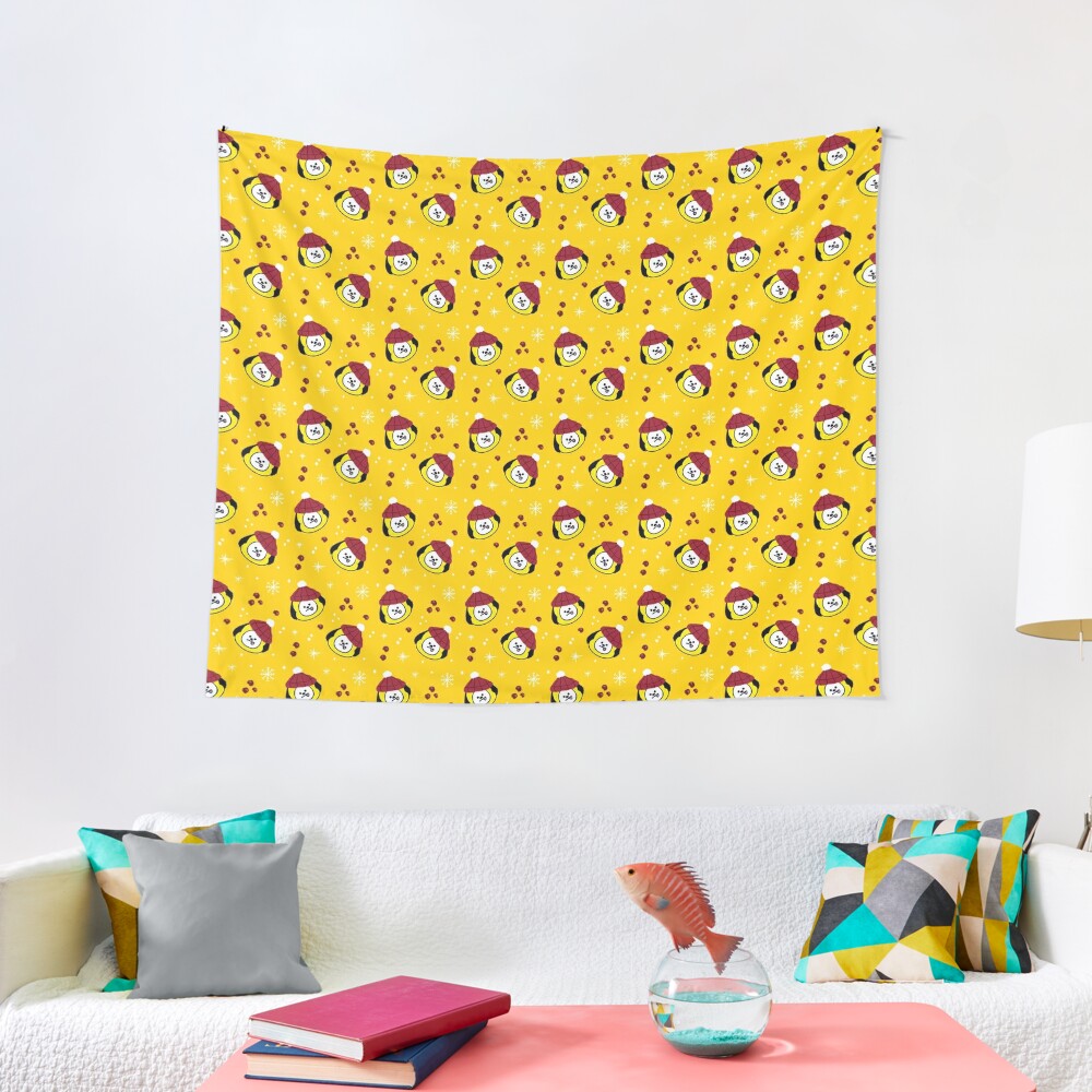 Yellow Puppy Chimmy Christmas Pattern BTS Jimin Tapestry
