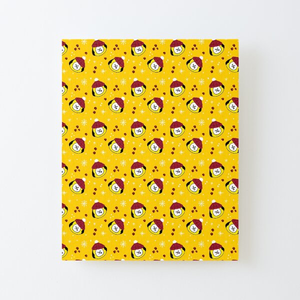 Yellow Puppy Chimmy Christmas Pattern BTS Jimin Canvas Mounted Print