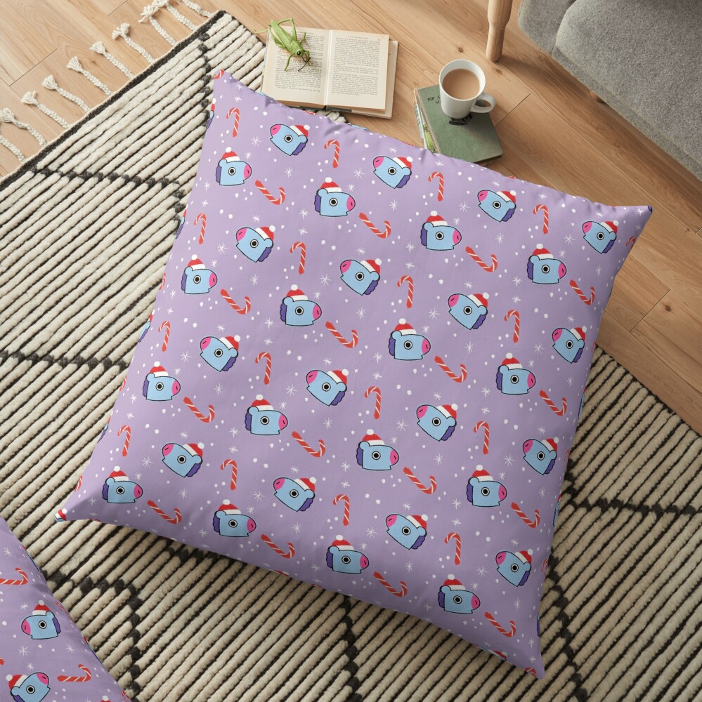 Purple Pony Mang Christmas Pattern BTS J-Hope Floor Pillow