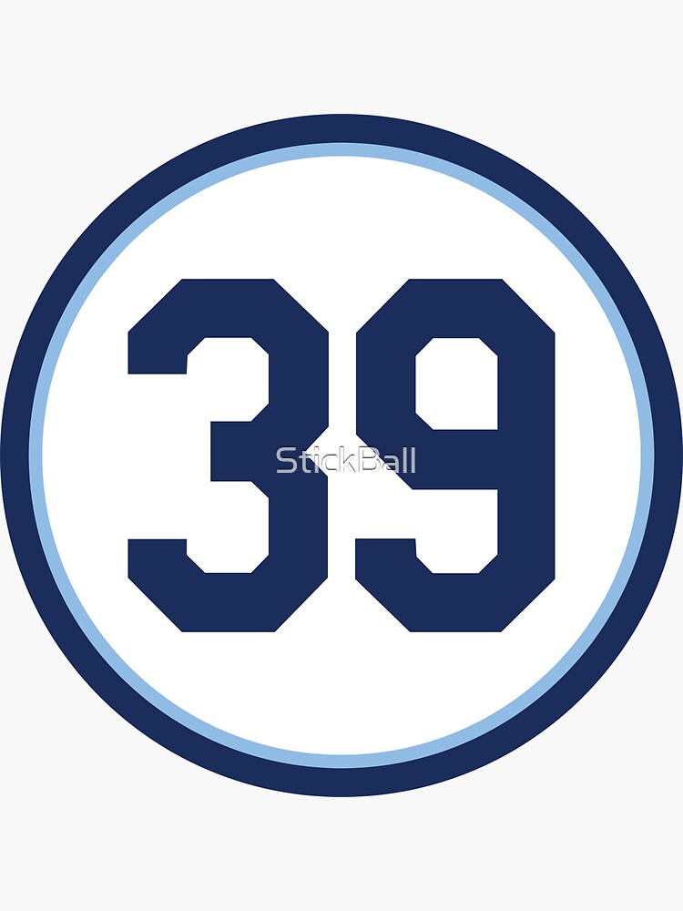 Kevin Kiermaier #39 Jersey Number Sticker for Sale by StickBall