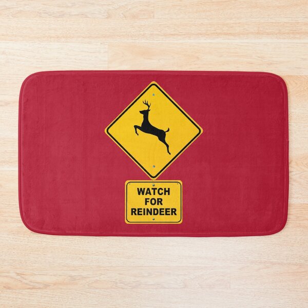 Item preview, Merry Christmas Watch for Reindeer Leaping Stag Street sign designed and sold by SignsAreReal.