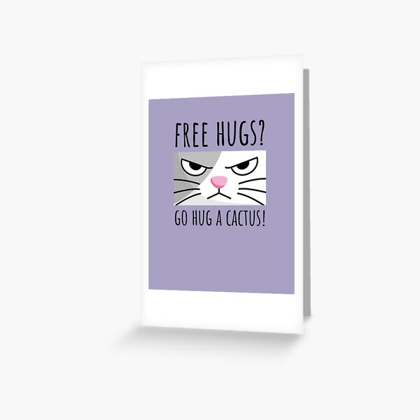 Angry Cat Meme Free hugs_ Go hug a cactus!  Greeting Card