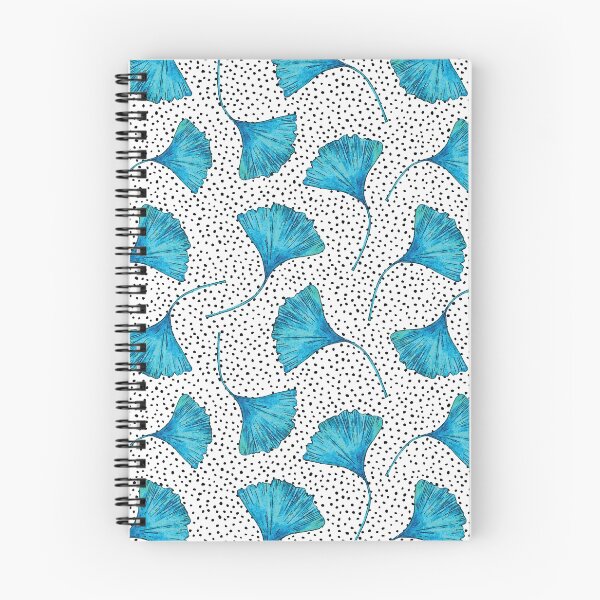Item preview, Watercolor Gingko / Ginkgo Leaves; Teal, Blue, Black Hand-drawn Polka Dots, Black & White designed and sold by KearonAlexandra.