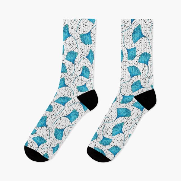 Item preview, Watercolor Gingko / Ginkgo Leaves; Teal, Blue, Black Hand-drawn Polka Dots, Black & White designed and sold by KearonAlexandra.